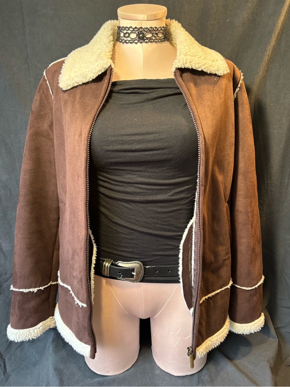 Women's Brown Sherpa-Trim Teddy Coat‎